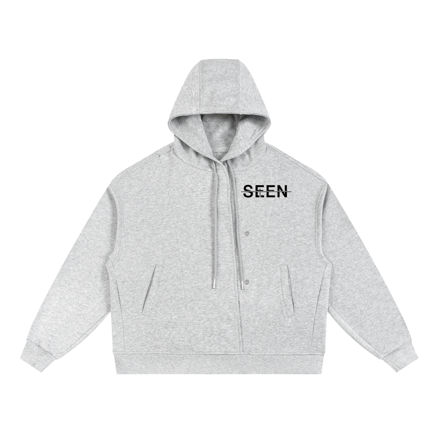Boxy Button Placket Hoodie (Unisex)